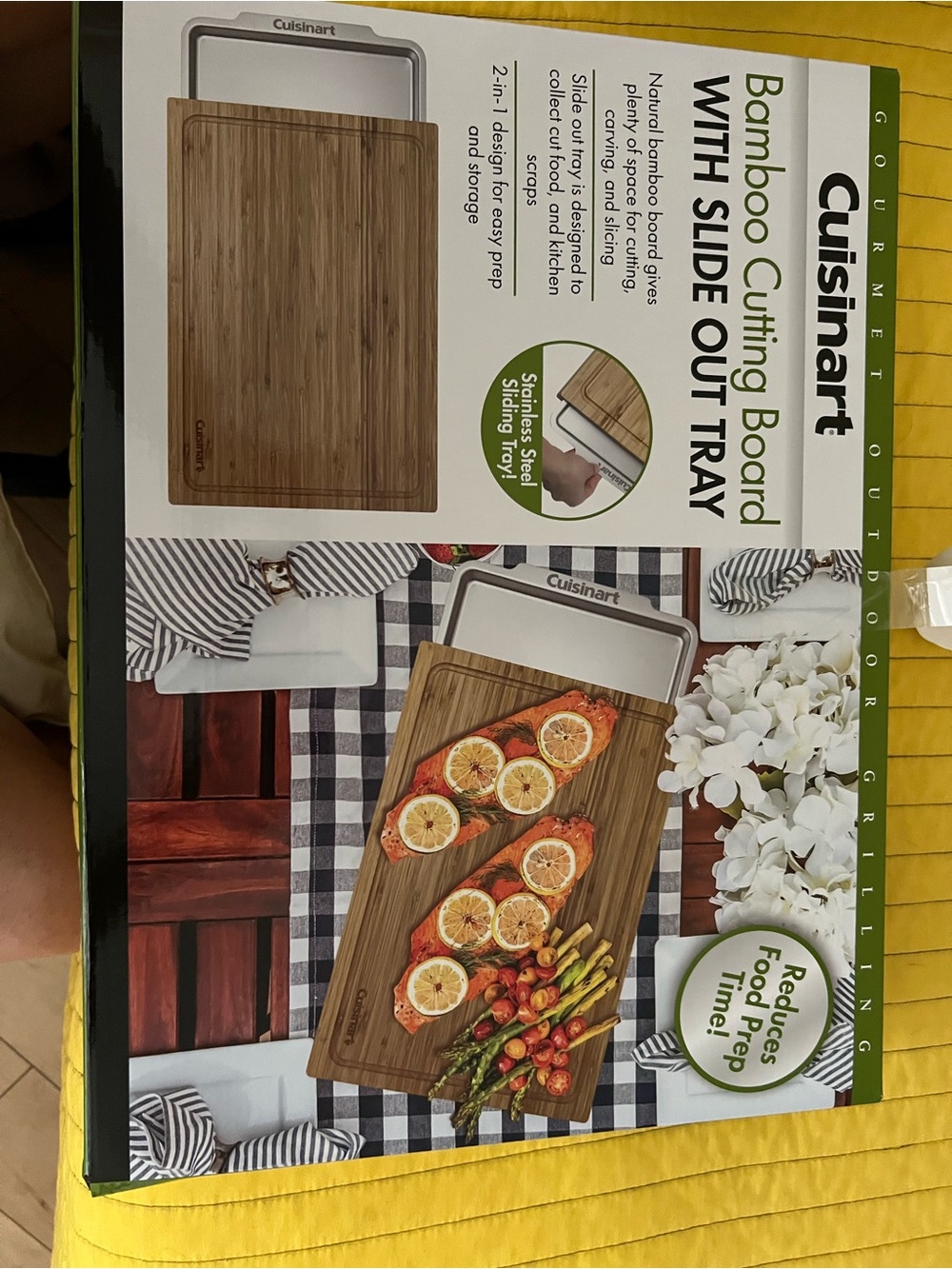 Cuisinart Bamboo Cutting Board with Stainless Slide-Out Tray - Brown & Silver